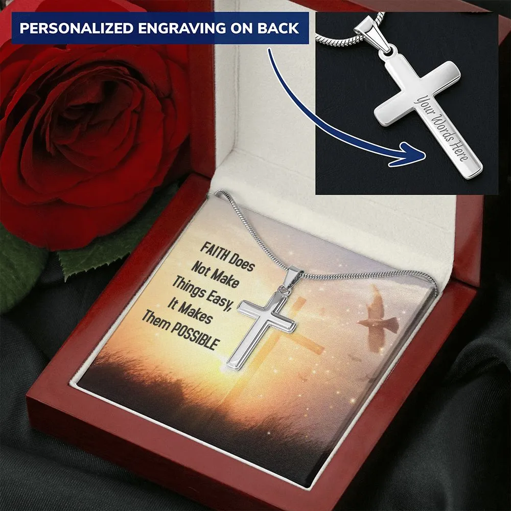 Personalized Cross Necklace, with Custom Message Card
