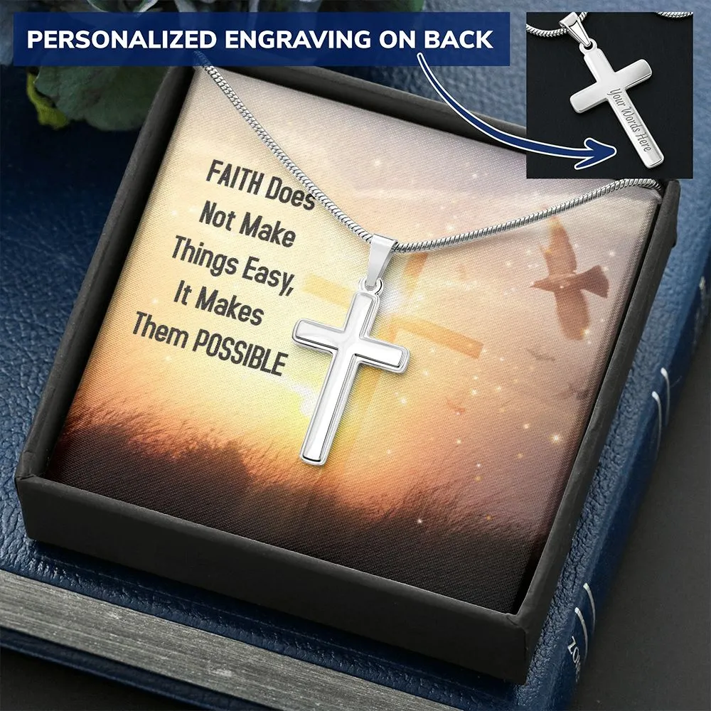 Personalized Cross Necklace, with Custom Message Card