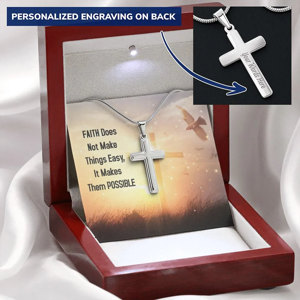 Personalized Cross Necklace, with Custom Message Card