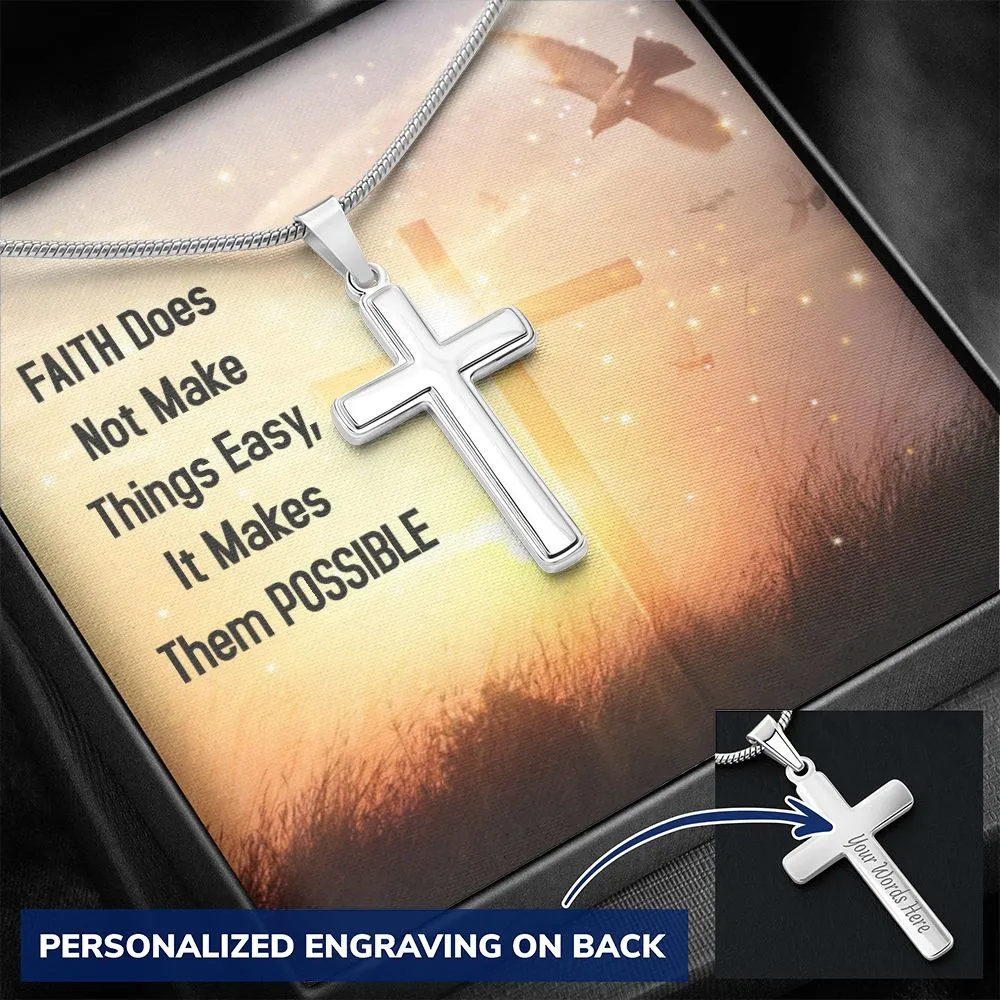Personalized Cross Necklace, with Custom Message Card