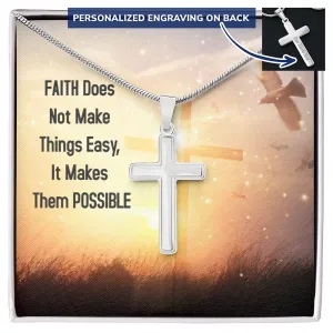 Personalized Cross Necklace, with Custom Message Card