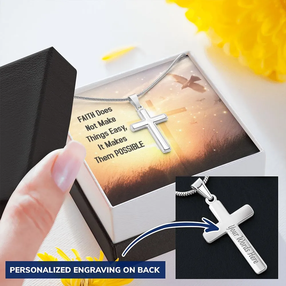 Personalized Cross Necklace, with Custom Message Card