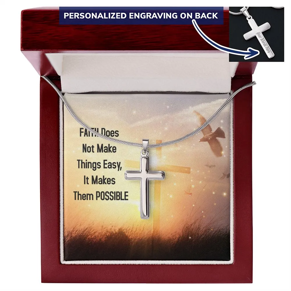 Personalized Cross Necklace, with Custom Message Card