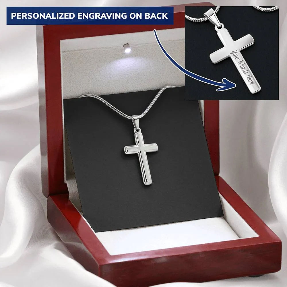 Personalized Cross Necklace with Snake Chain