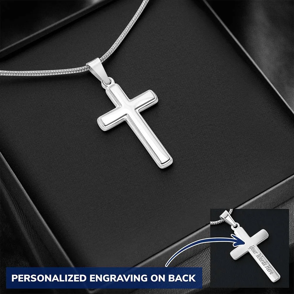 Personalized Cross Necklace with Snake Chain