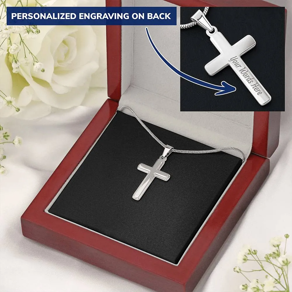 Personalized Cross Necklace with Snake Chain