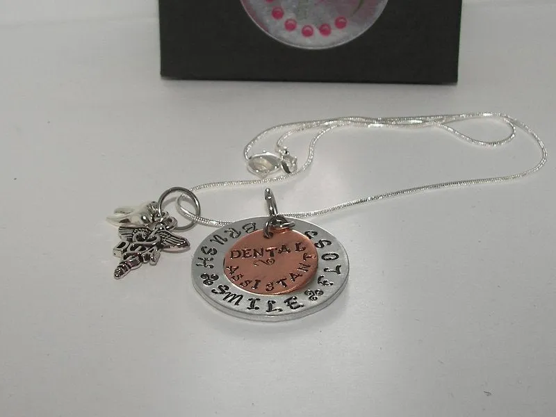 personalized Dental assistiant gift, dental hygiene gift, dental jewelry , hygiene graduation gift, personalized gift for dental staff.