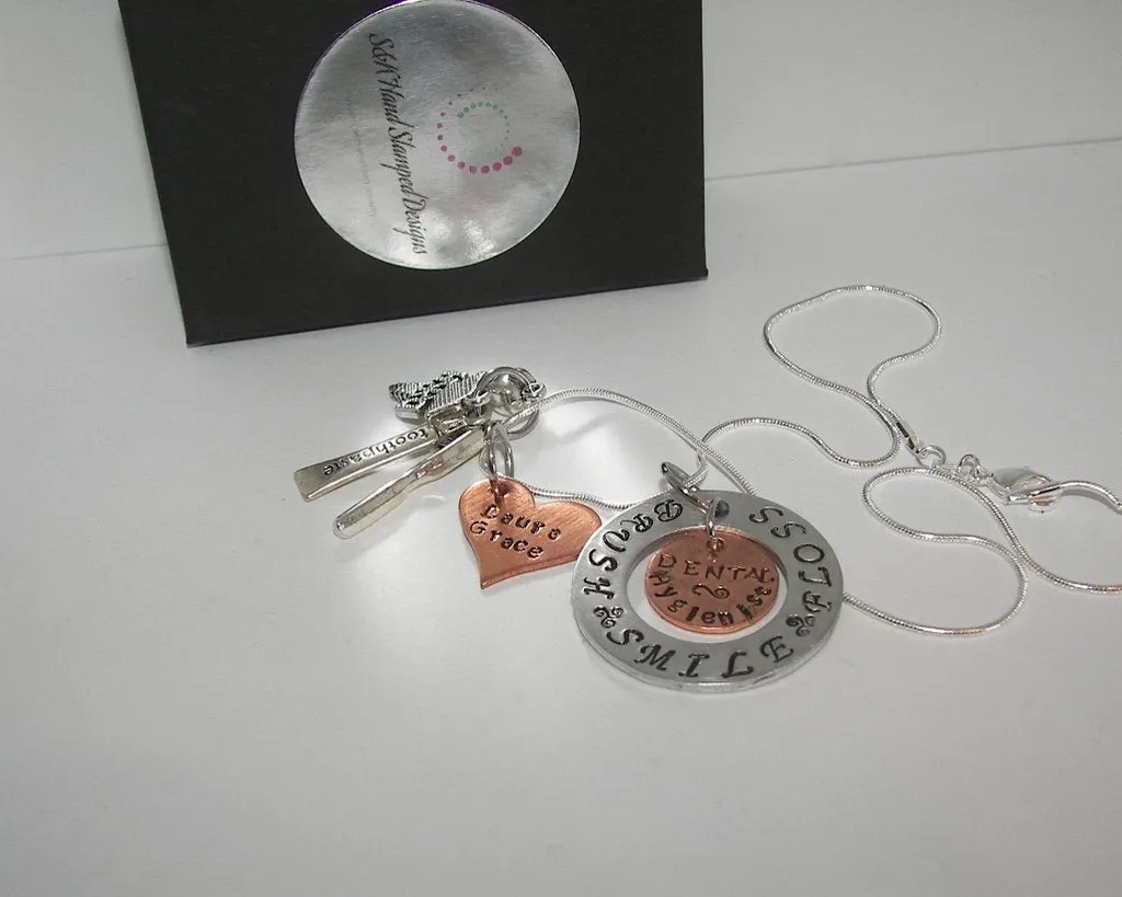 personalized Dental assistiant gift, dental hygiene gift, dental jewelry , hygiene graduation gift, personalized gift for dental staff.