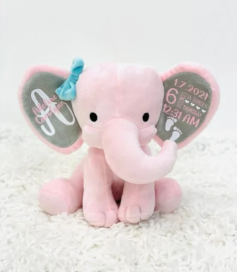 Personalized Elephant Birth Announcement Keepsake