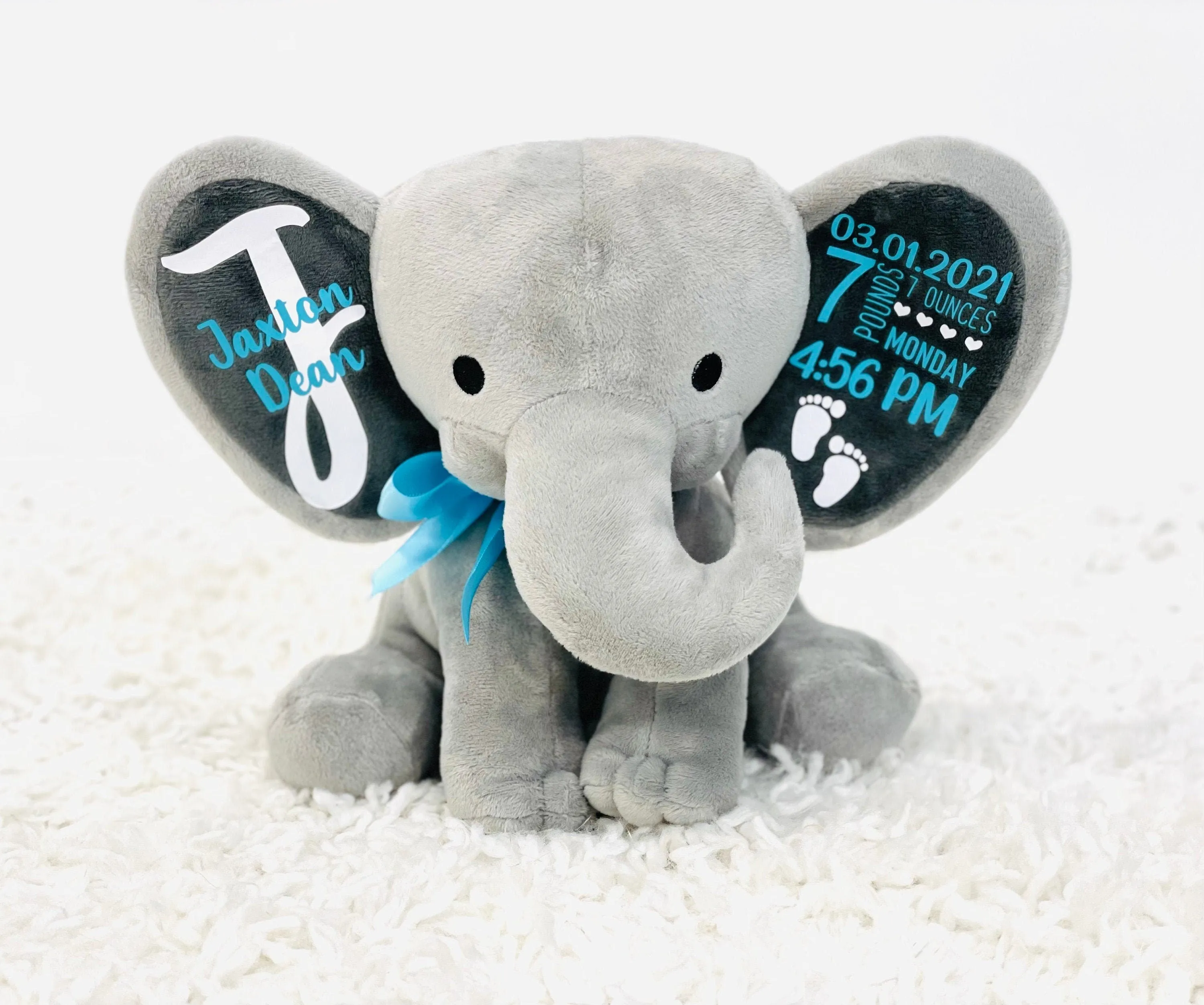 Personalized Elephant Birth Announcement Keepsake