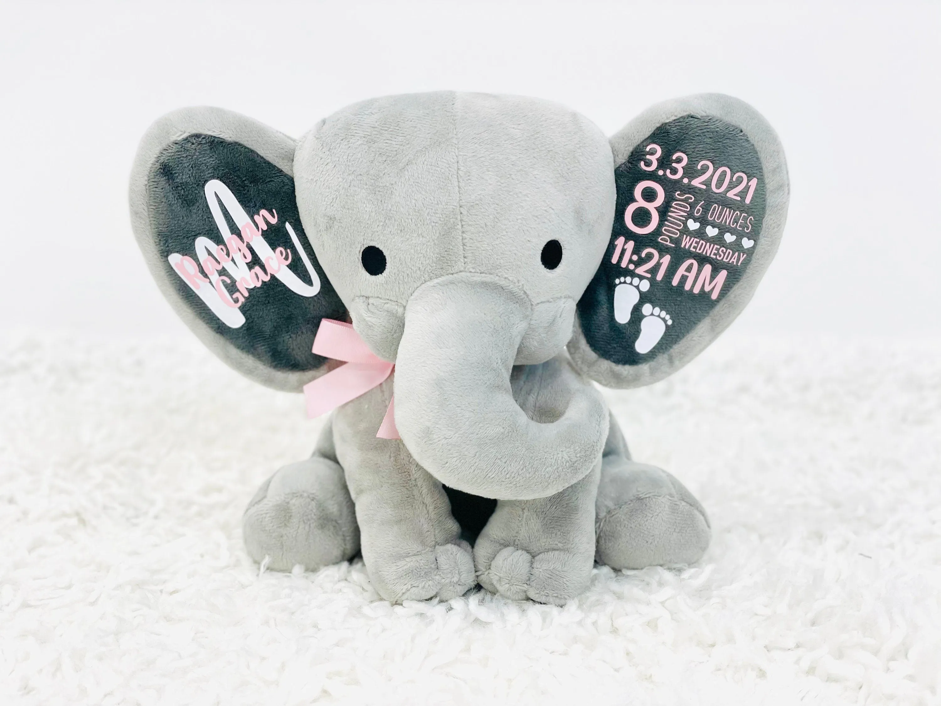Personalized Elephant Birth Announcement Keepsake