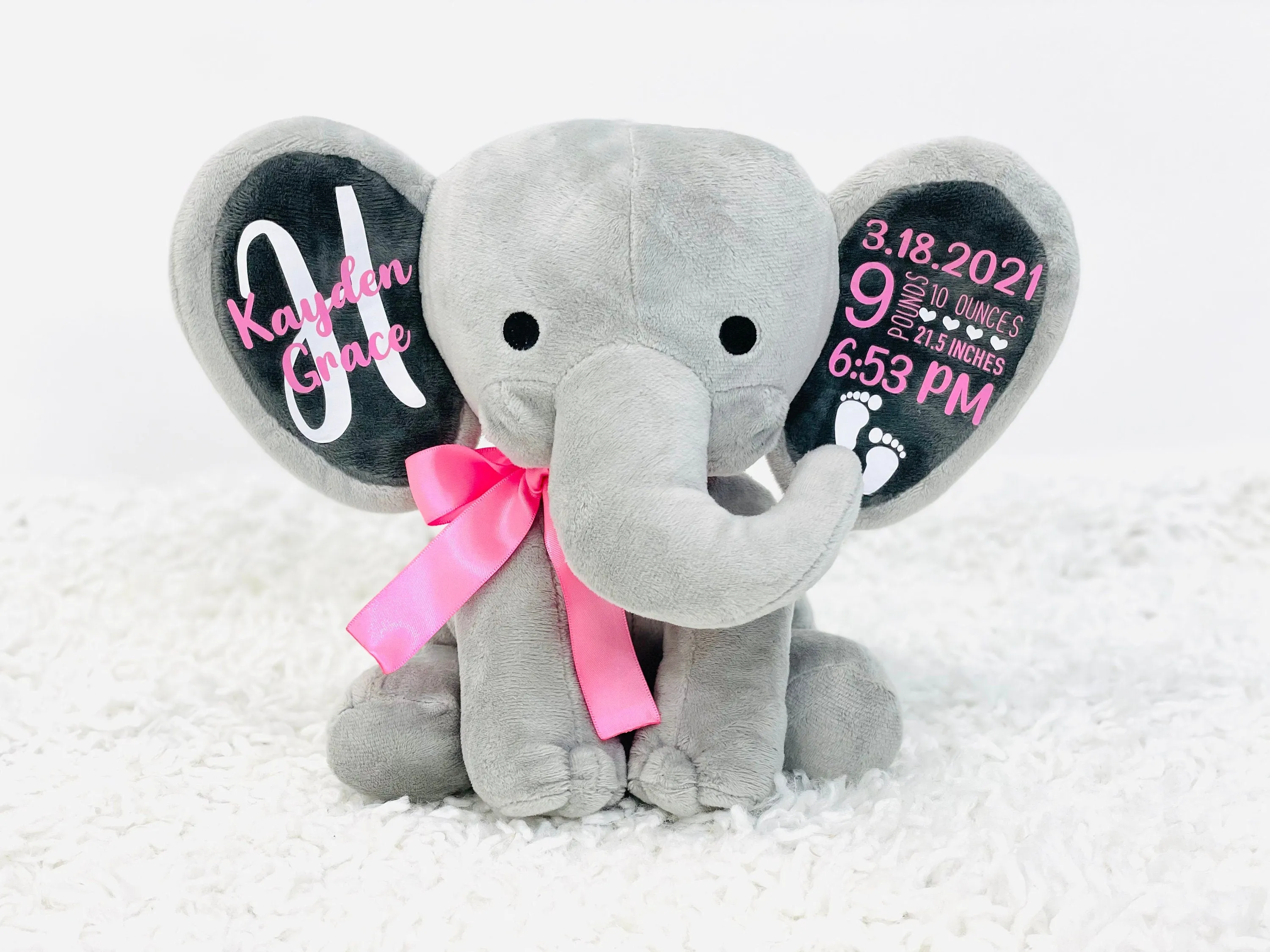Personalized Elephant Birth Announcement Keepsake