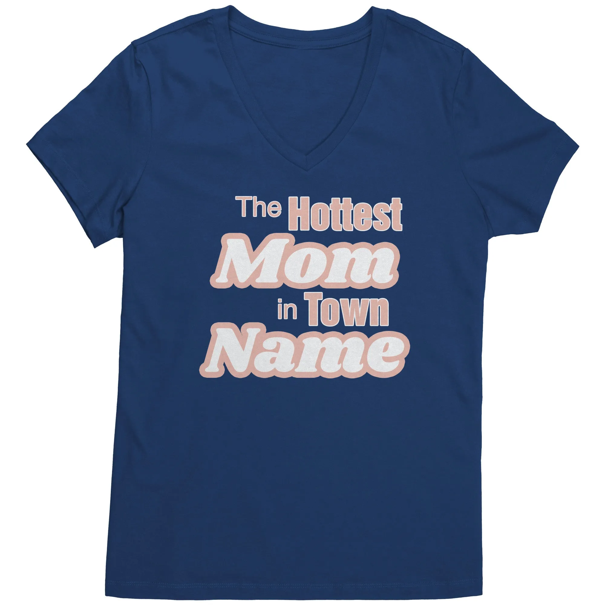 Personalized Mom Vneck, The Hottest Mom In Town Shirt, Custom Mom Shirt With Names Personalized Gift Christmas Gifts For Mom Christmas Shirt