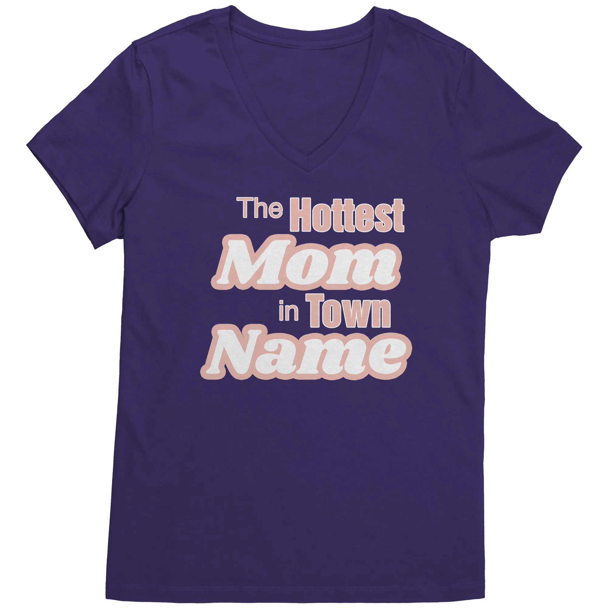 Personalized Mom Vneck, The Hottest Mom In Town Shirt, Custom Mom Shirt With Names Personalized Gift Christmas Gifts For Mom Christmas Shirt