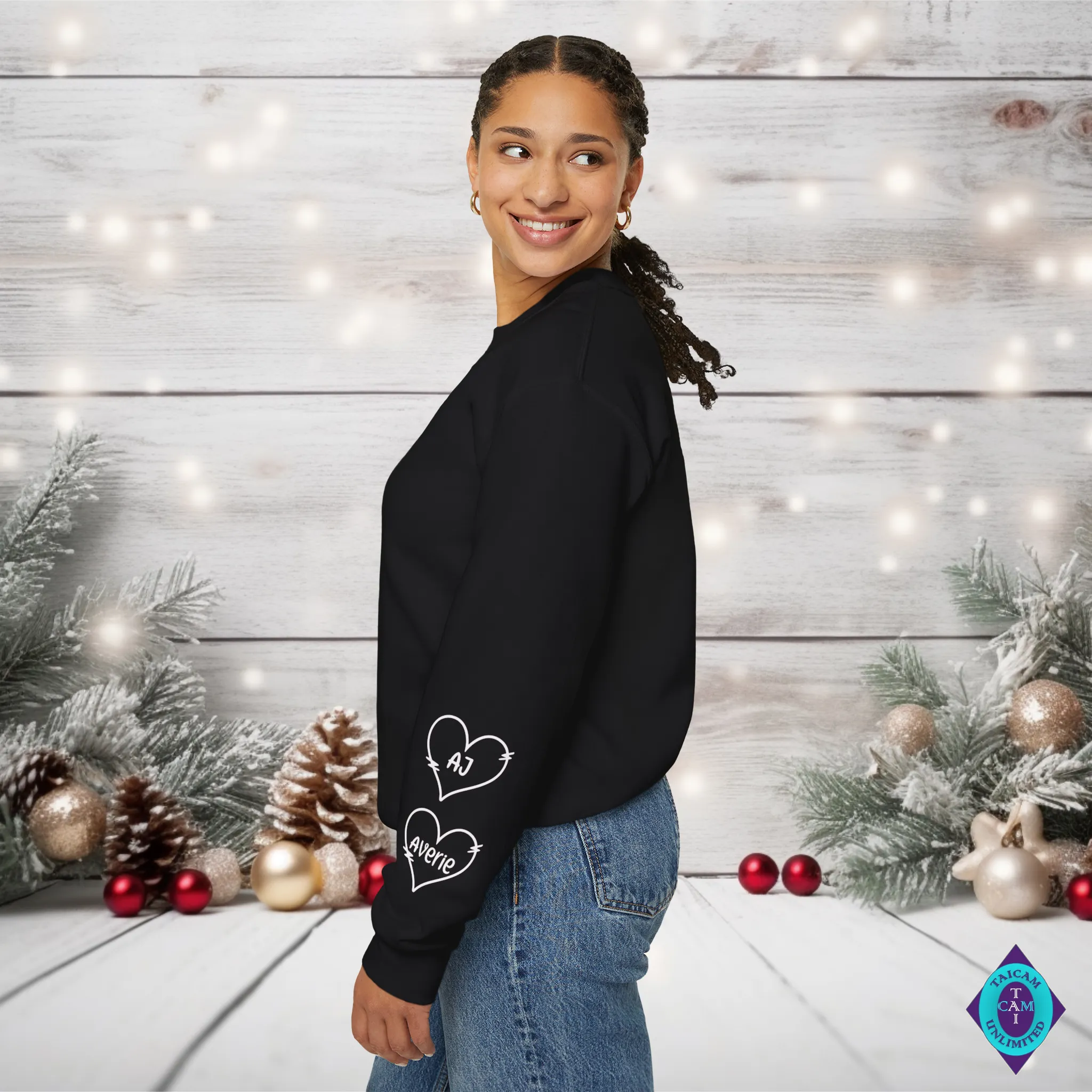 Personalized This Nana Wears Her Heart on Her Sleeve Unisex Sweatshirt