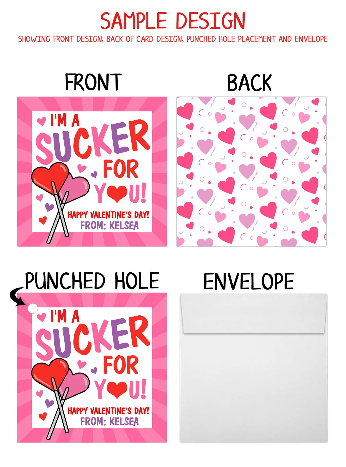 Personalized XOXO Rainbow Valentine's Day Tags, Valentine Cards