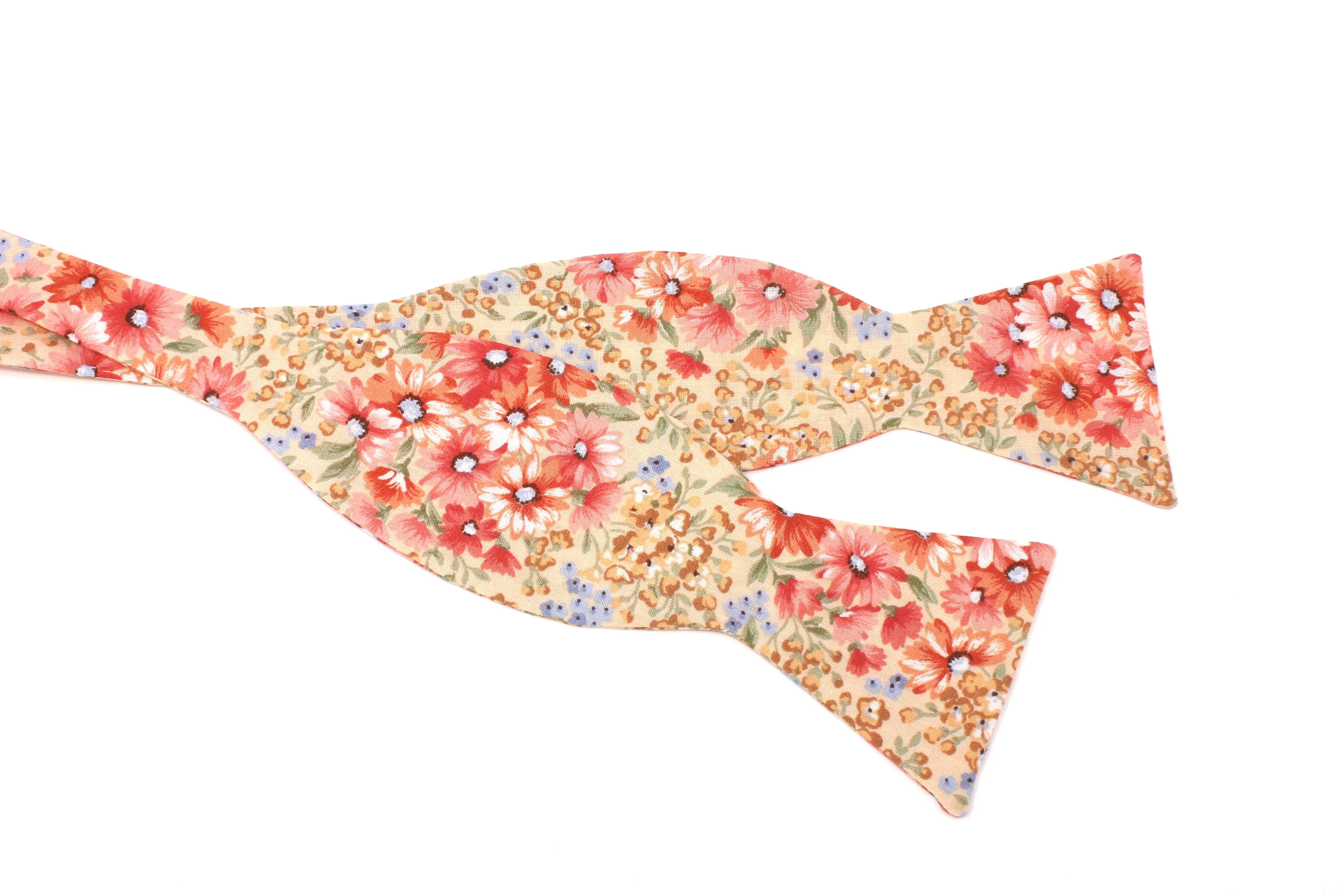 Pink and Peach Floral Bow Tie