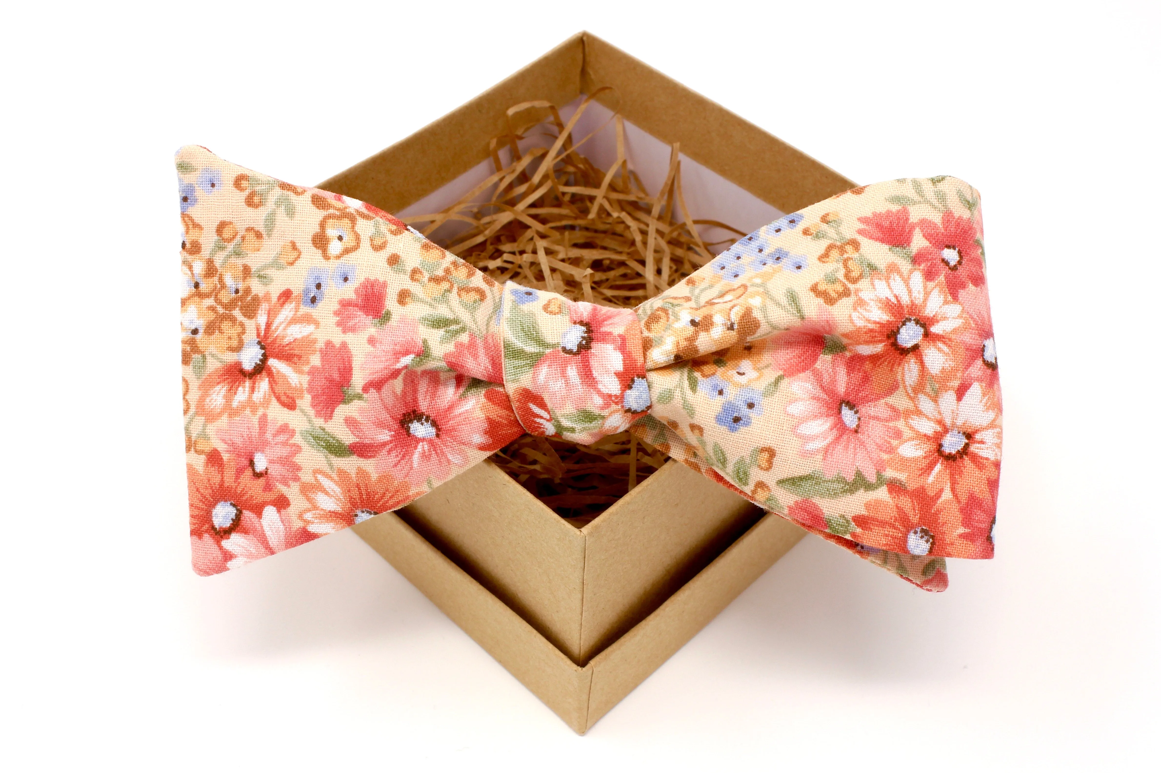 Pink and Peach Floral Bow Tie