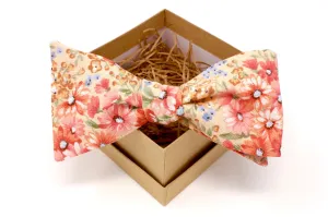 Pink and Peach Floral Bow Tie