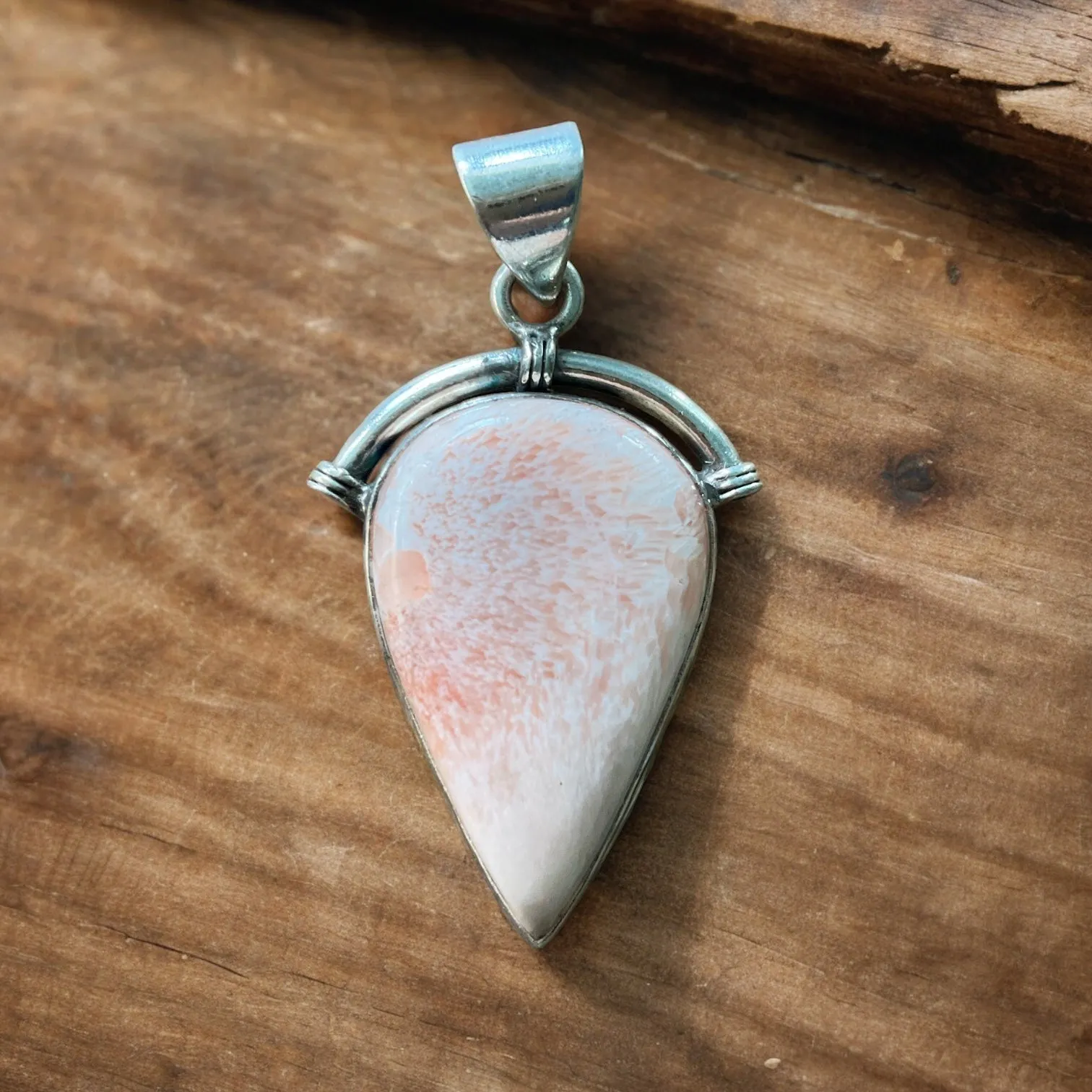 Pink Scolecite Solid 925 Sterling Silver Pendant