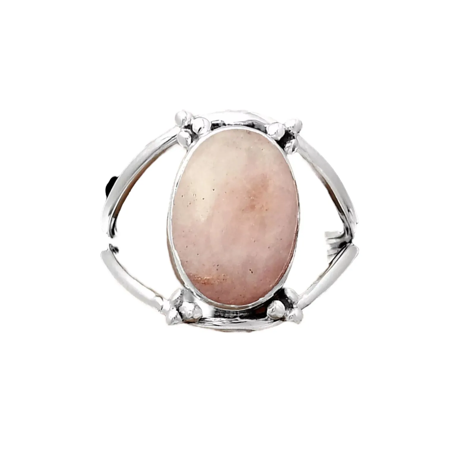 Pink Scolecite Solid 925 Sterling Silver Ring 7