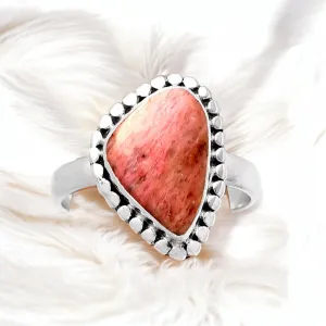 Pink Tulip Quartz Solid 925 Sterling Silver Ring 9.5