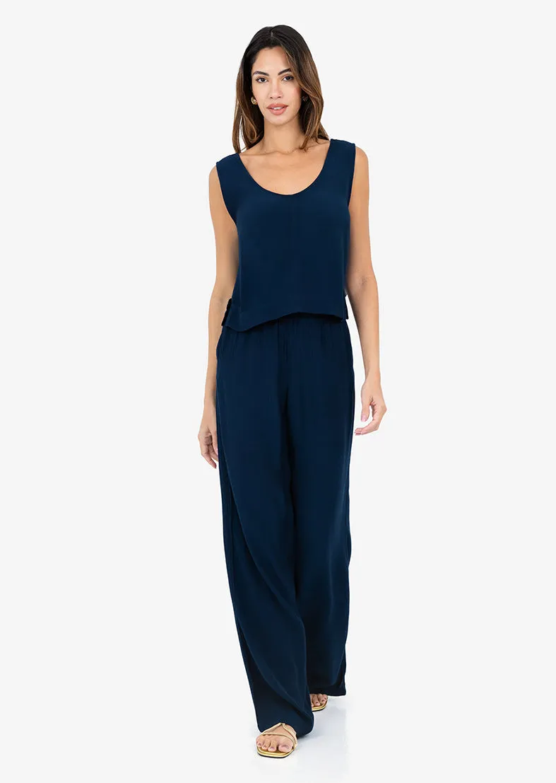 Plisse Tank Midnight Navy