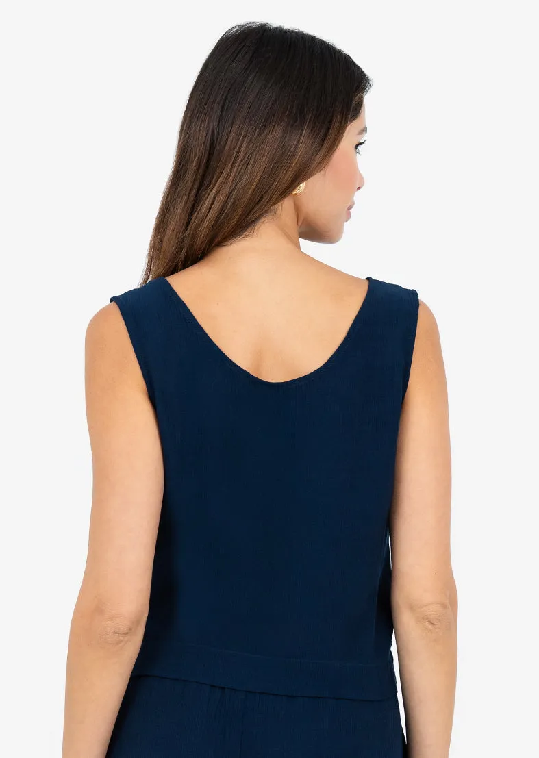 Plisse Tank Midnight Navy