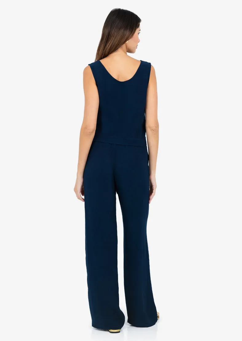 Plisse Tank Midnight Navy
