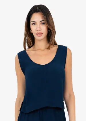 Plisse Tank Midnight Navy