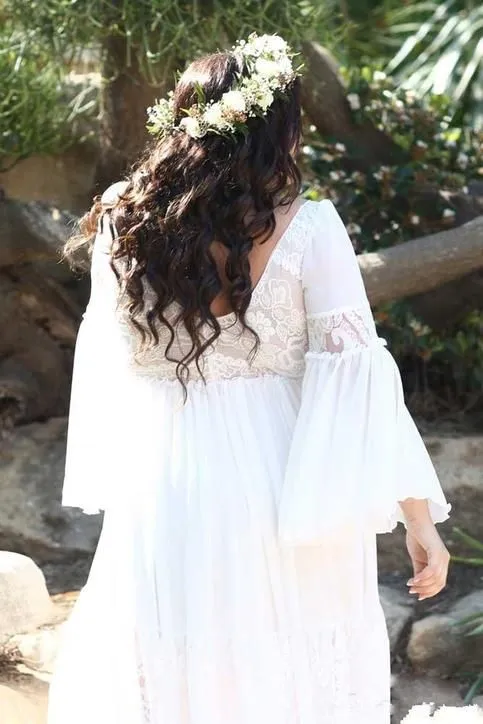 Plus Size Long Sleeve Boho Wedding Dress
