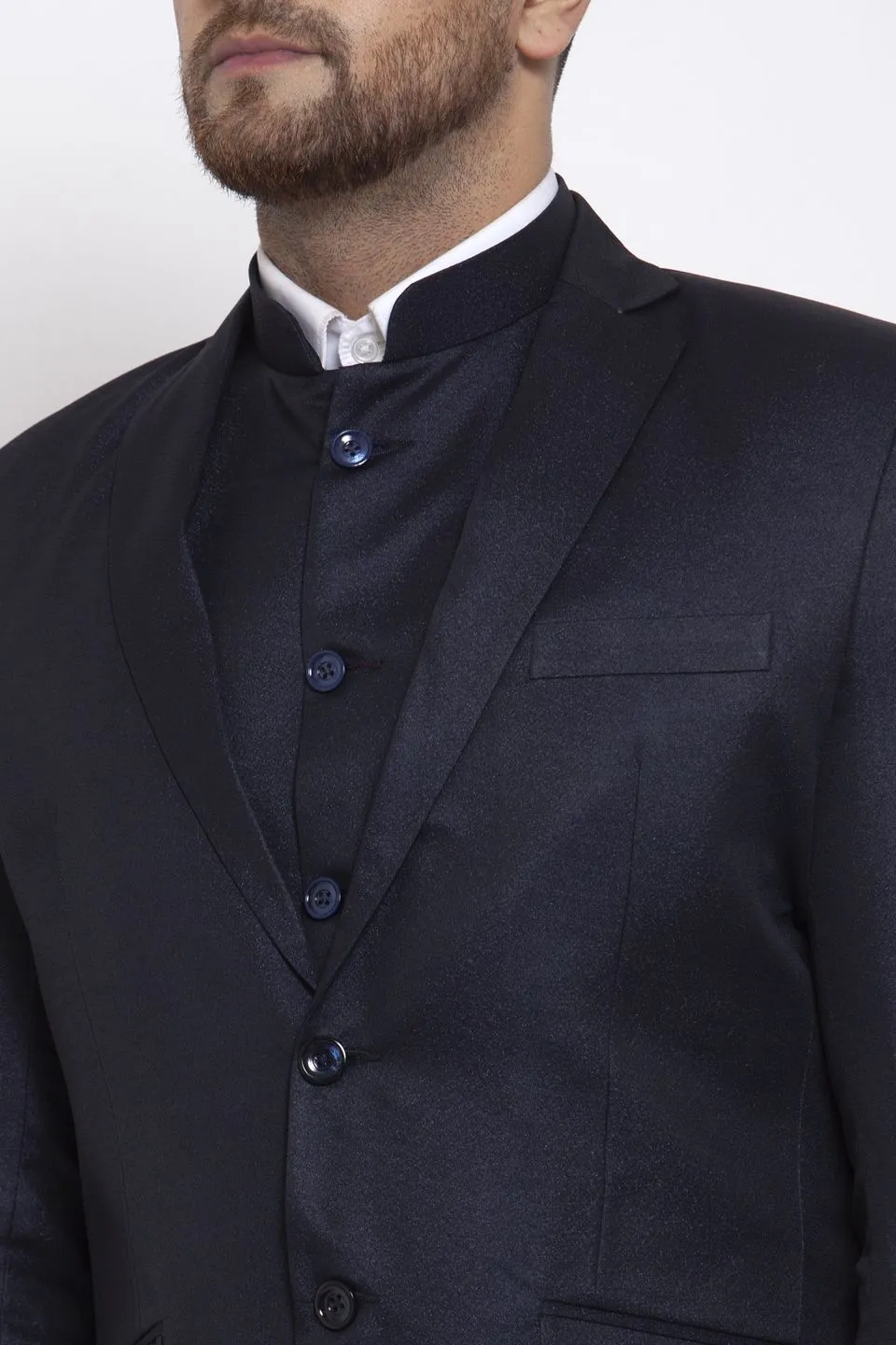 Poly Blend Blue Three Piece Suit