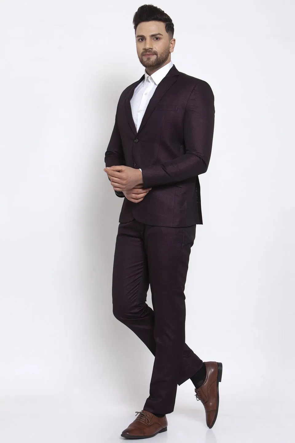 Poly Blend Brown Two Piece Suit