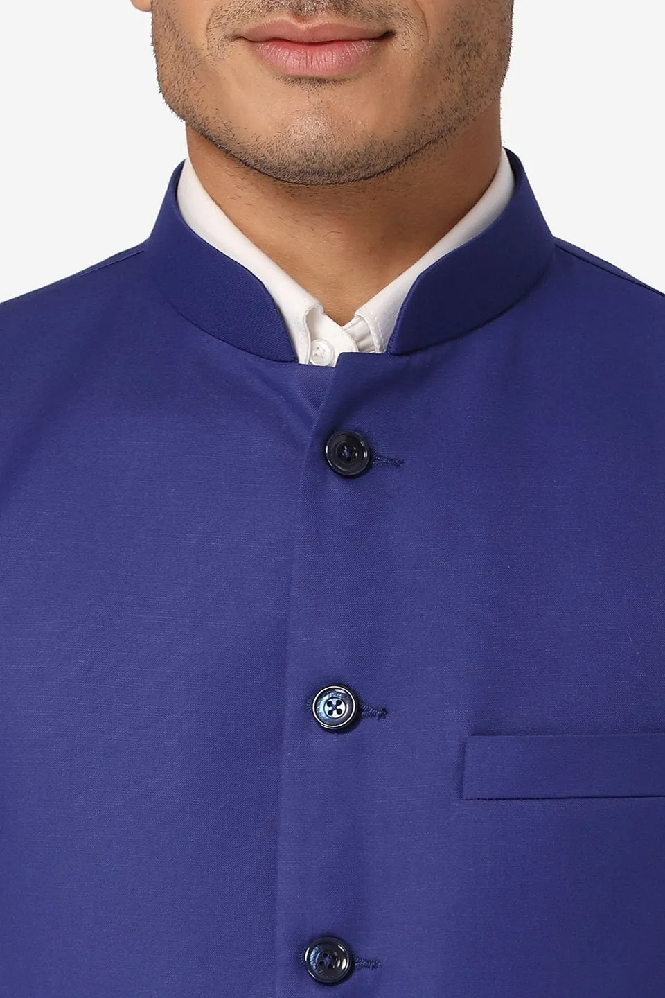 Polyester Cotton Blue Vest and Trouser Set