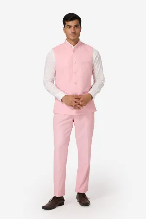 Polyester Cotton Pink Vest and Trouser Set