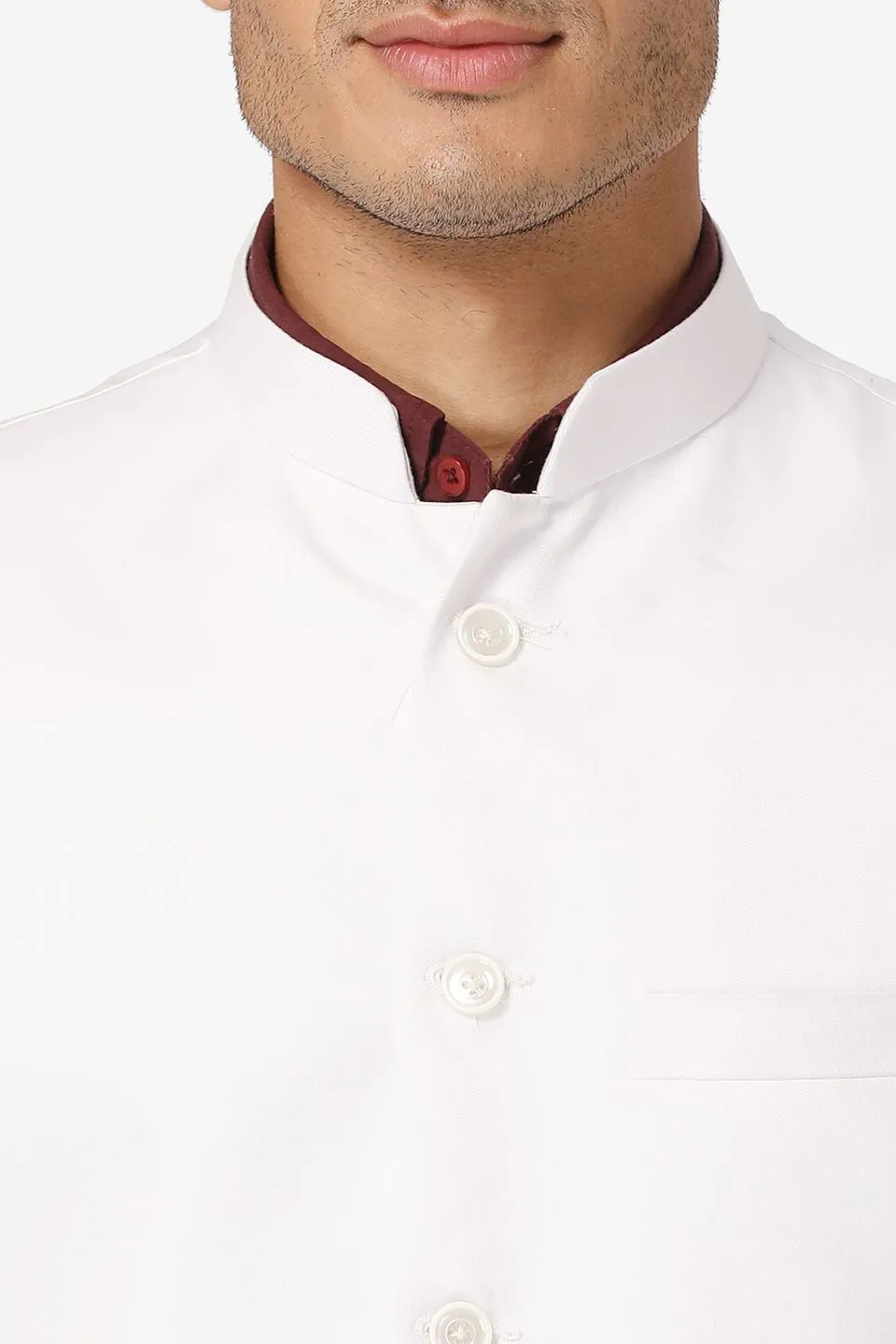 Polyester Cotton White Modi Nehru Jacket