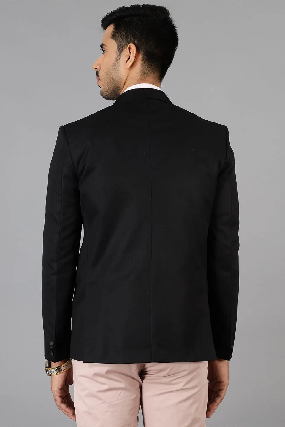 Polyster Cotton Black Tuxedo Blazer