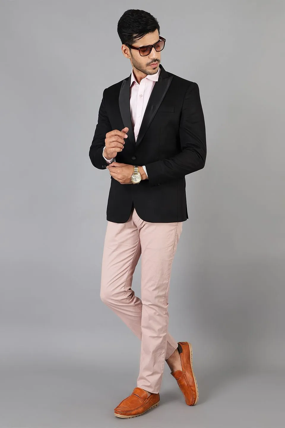 Polyster Cotton Black Tuxedo Blazer