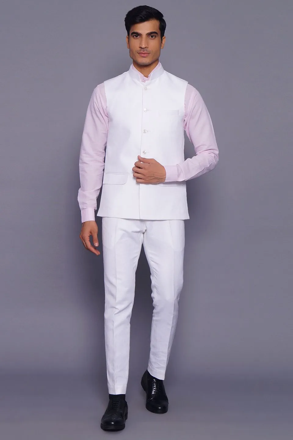 Pure Linen White Vest and Trouser Set