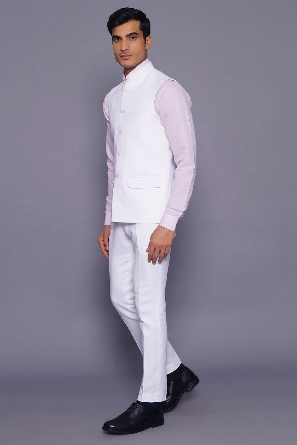 Pure Linen White Vest and Trouser Set