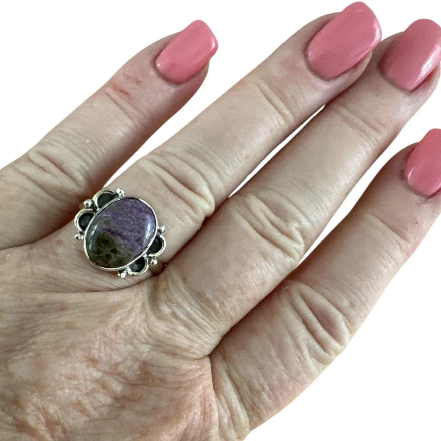 Purpurite Solid 925 Sterling Silver Ring 8