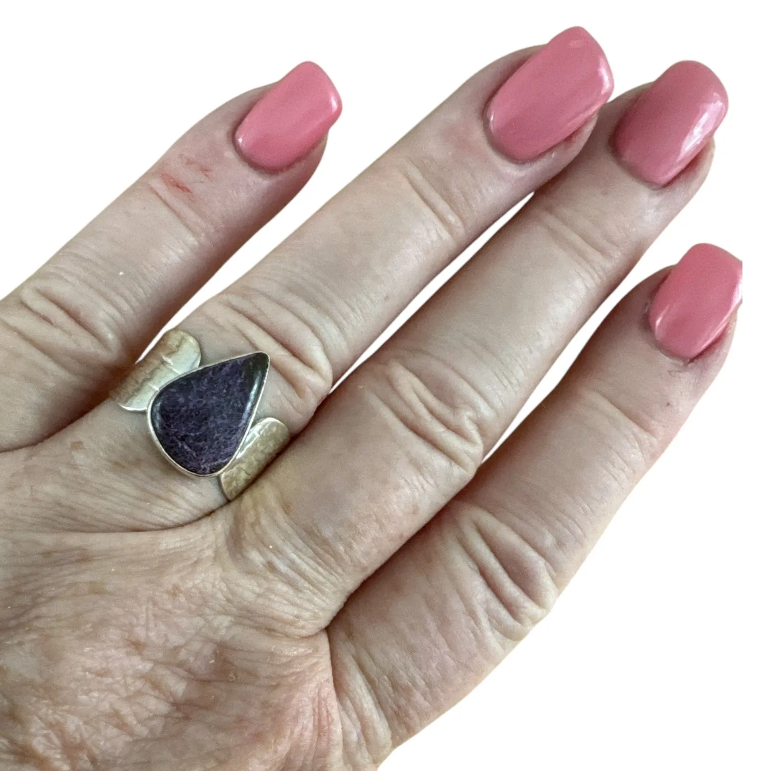 Purpurite Solid 925 Sterling Silver Ring 8