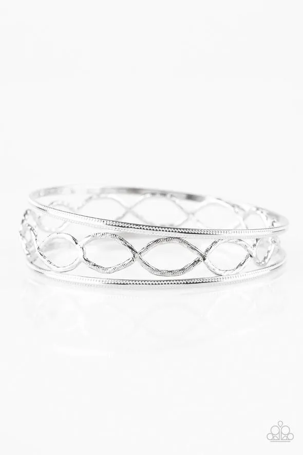 "Metal Manic" Silver Metal Multi Texture Bangle Bracelets Set of 3