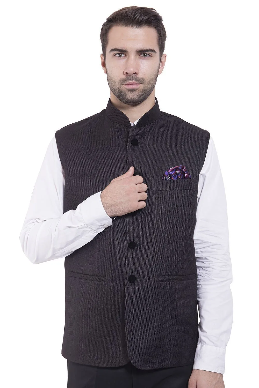 Rayon Black Modi Nehru Jacket