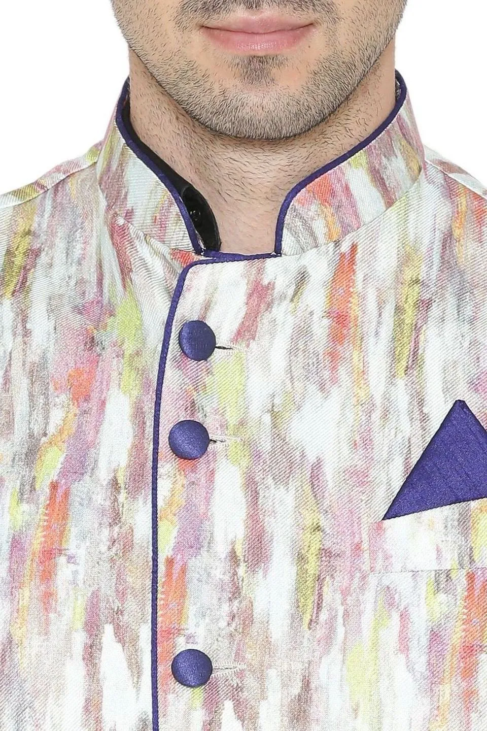 Rayon Fabric MulticolouRed Modi Nehru Jacket