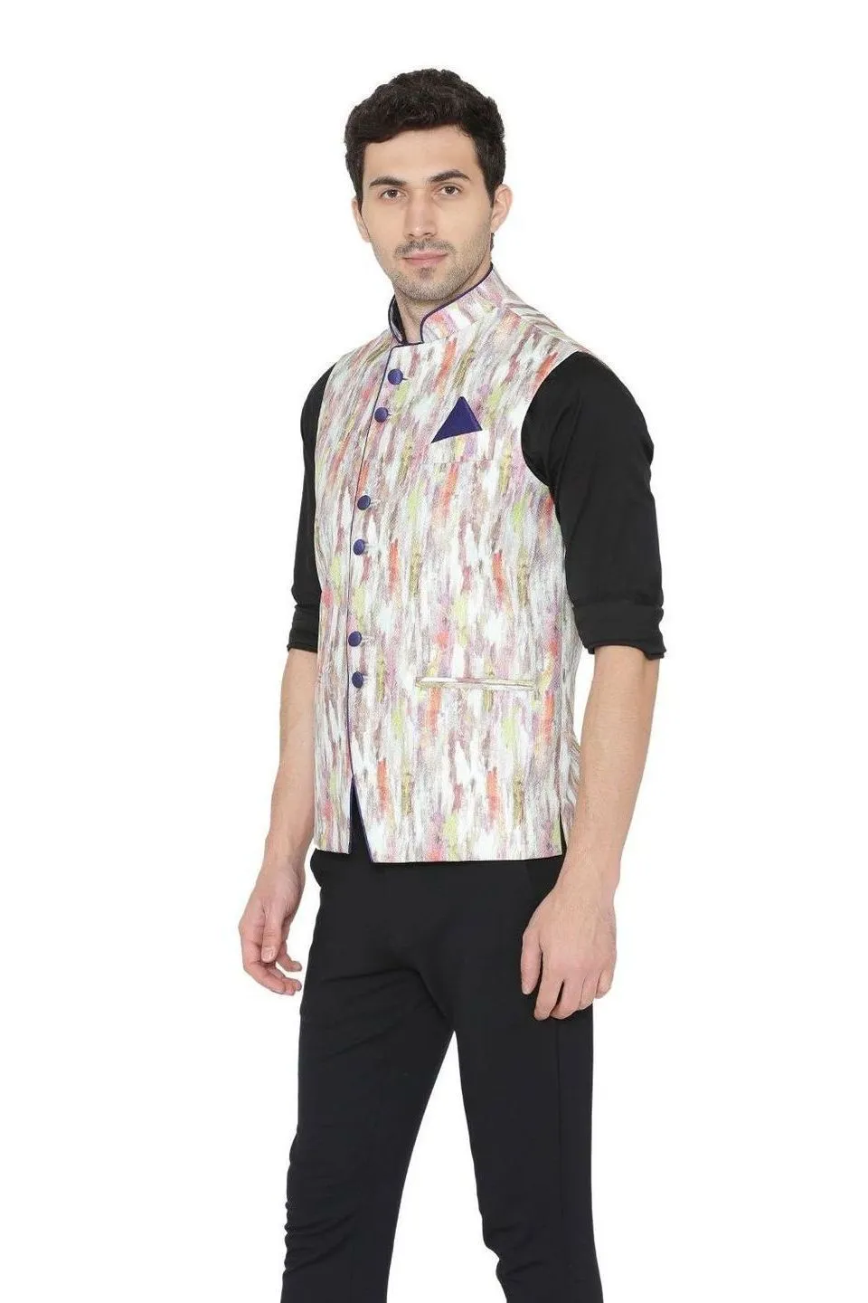 Rayon Fabric MulticolouRed Modi Nehru Jacket