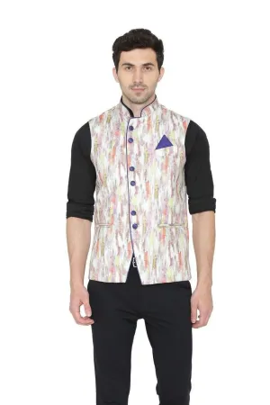 Rayon Fabric MulticolouRed Modi Nehru Jacket