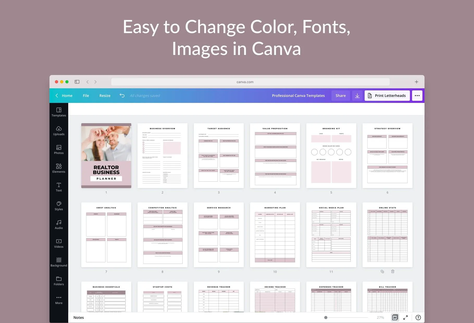 Realtor Business Planner Canva Template