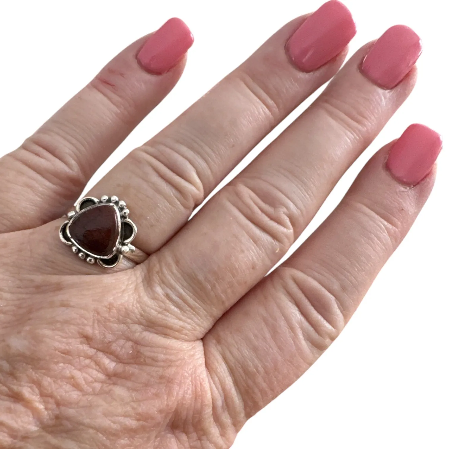 Red Moss Agate Solid 925 Sterling Silver Ring 7