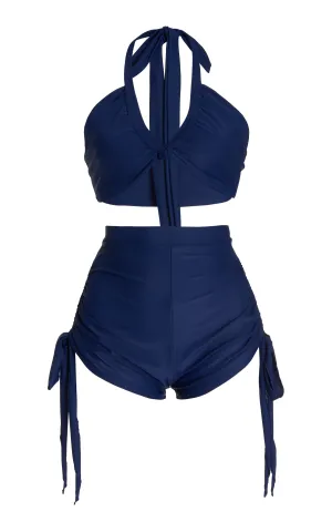 Retro Swim Two Piece-Navy